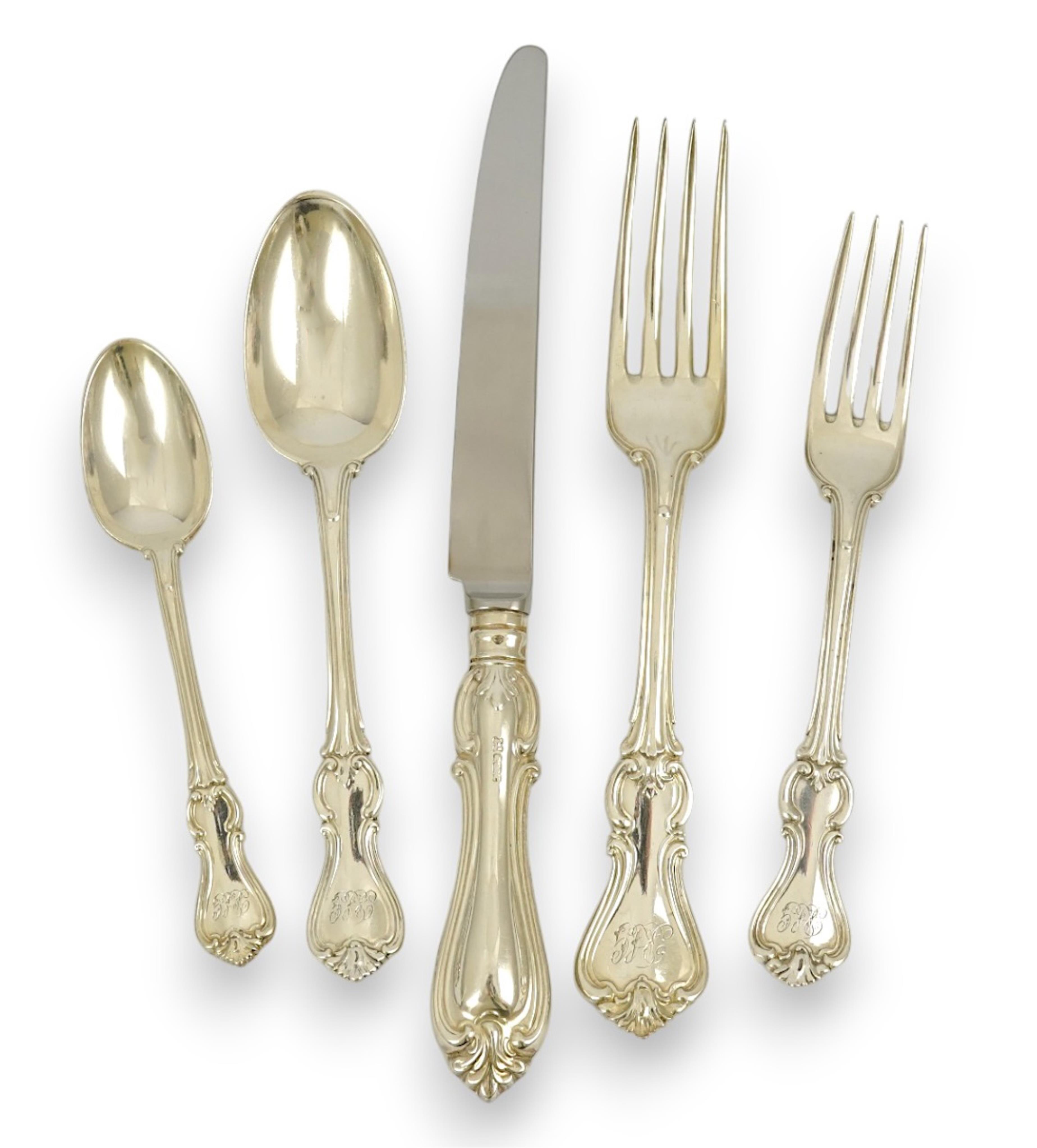 Twenty four items of Victorian silver double struck Prince Albert pattern flatware by George Adams